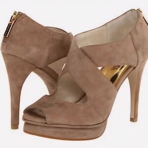 Michael Kors Taupe Peep-Toe Heels